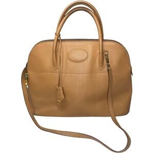 REINA Italy Tan Brown Leather Satchel similar to Her*mes Bolide Bag